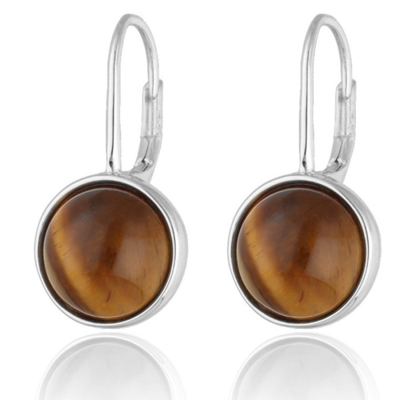 Ezüst fülbevaló - természetes tigrisszem | Argento-ekszer.hu