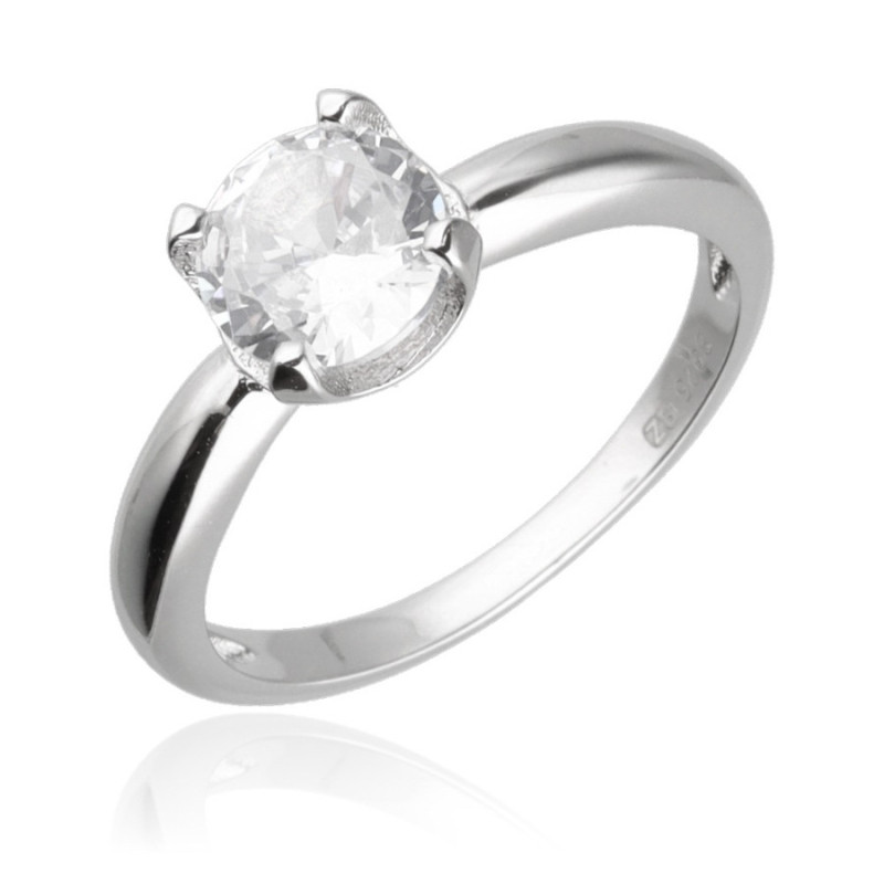 Ezüst gyűrű - átlátszó kerek cirkónia | Argento-ekszer.hu