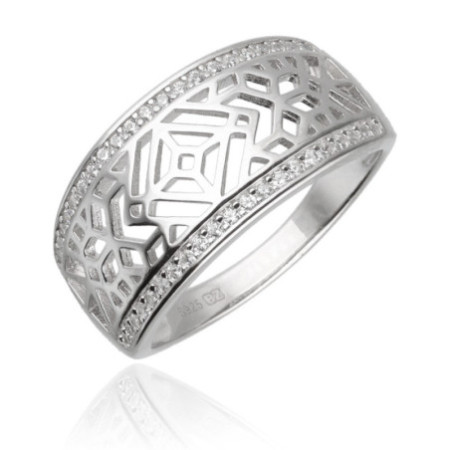 Ezüst gyűrű - átlátszó kerek cirkóniák | Argento-ekszer.hu