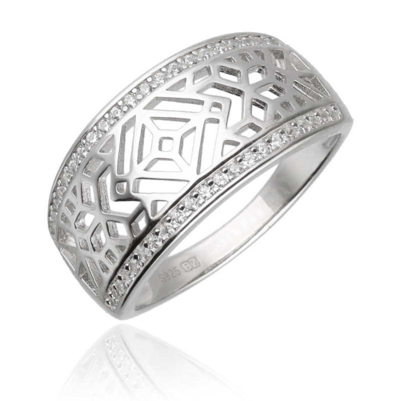 Ezüst gyűrű - átlátszó kerek cirkóniák | Argento-ekszer.hu