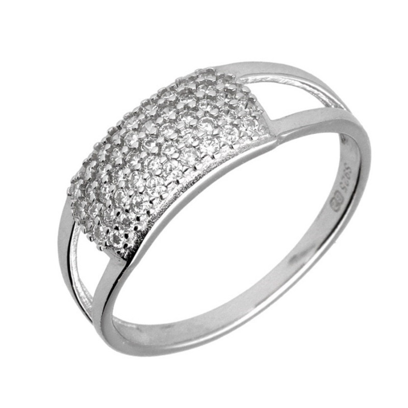 Ezüst gyűrű - átlátszó kerek cirkóniák | Argento-ekszer.hu