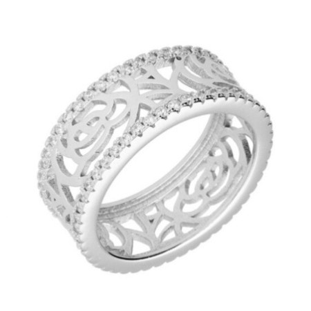 Ezüst gyűrű - átlátszó kerek cirkóniák | Argento-ekszer.hu