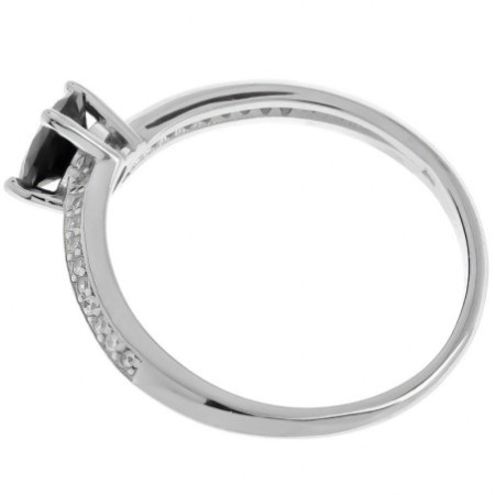 Ezüst gyűrű - átlátszó kerek cirkóniák, fekete kerek cirkónia | Argento-ekszer.hu