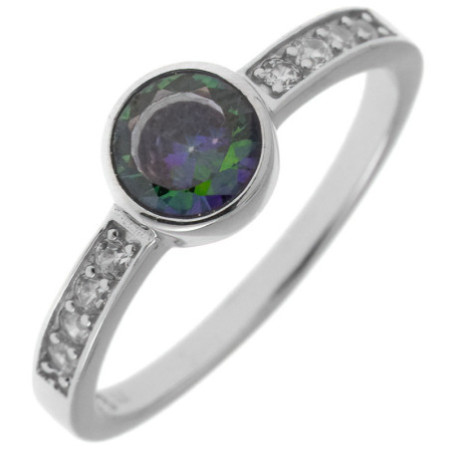 Ezüst gyűrű - kerek zirkon Vitrail Light, átlátszó kerek cirkóniák | Argento-ekszer.hu