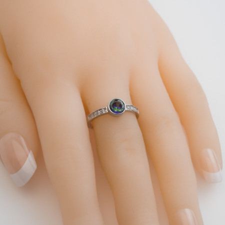 Ezüst gyűrű - kerek zirkon Vitrail Light, átlátszó kerek cirkóniák | Argento-ekszer.hu