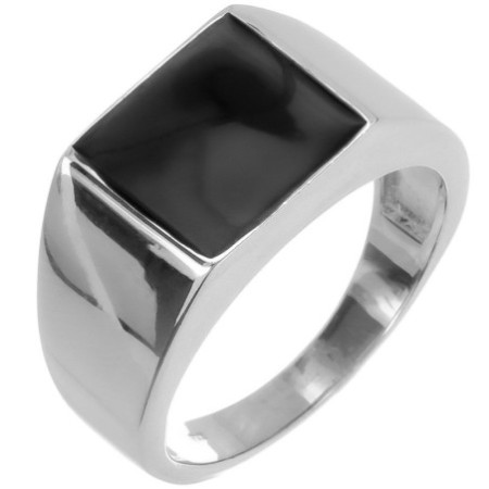Ezüst gyűrű - pecsétgyűrű, fekete négyzet alakú máz | Argento-ekszer.hu