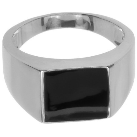 Ezüst gyűrű - pecsétgyűrű, fekete négyzet alakú máz | Argento-ekszer.hu