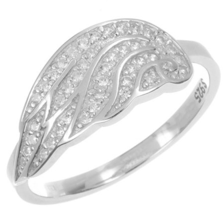 Ezüst gyűrű - angyalszárny, átlátszó kerek cirkóniák | Argento-ekszer.hu