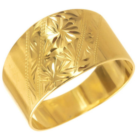 Aranyozott ezüst gyűrű - kézi gravírozással | Argento-ekszer.hu