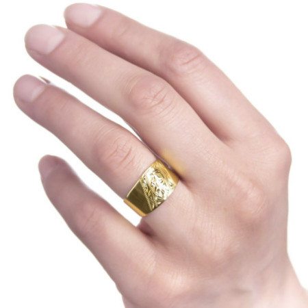 Aranyozott ezüst gyűrű - kézi gravírozással | Argento-ekszer.hu