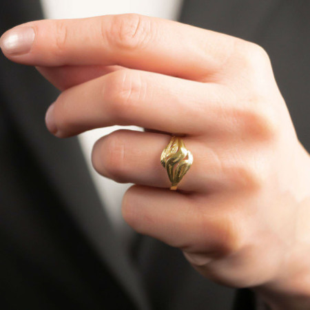 Aranyozott ezüst gyűrű - kézi gravírozással | Argento-ekszer.hu