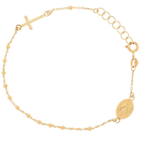 Arany karkötő rózsafüzér - 1 tized, kereszt, Csodás érem, hossza 16 - 18 cm | Argento-ekszer.hu