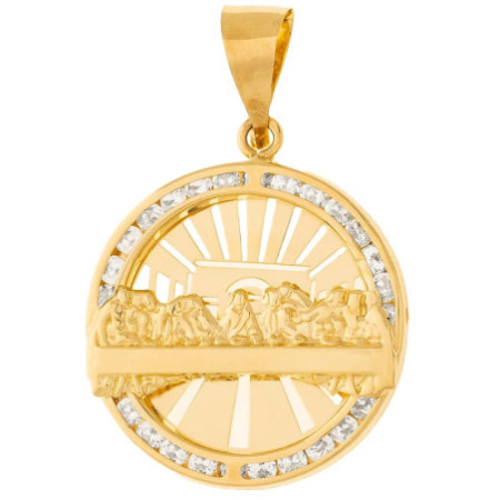 Arany medál - Utolsó vacsora, átlátszó kerek cirkóniák | Argento-ekszer.hu