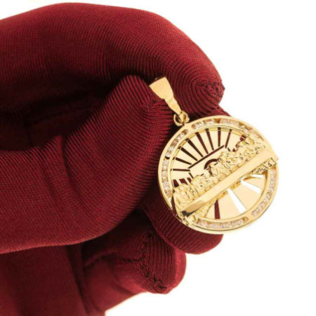 Arany medál - Utolsó vacsora, átlátszó kerek cirkóniák | Argento-ekszer.hu