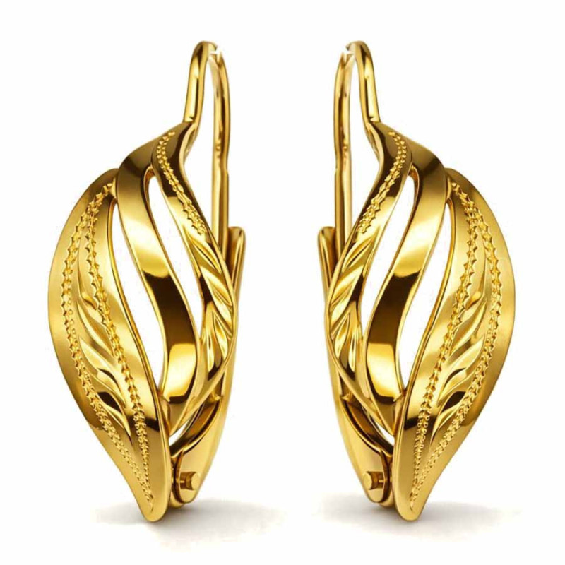 Aranyozott ezüst fülbevaló - kézi gravírozással | Argento-ekszer.hu