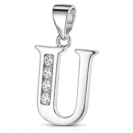 Ezüst medál - levél U, átlátszó kerek cirkóniák | Argento-ekszer.hu