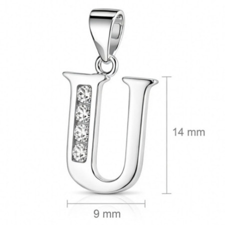 Ezüst medál - levél U, átlátszó kerek cirkóniák | Argento-ekszer.hu