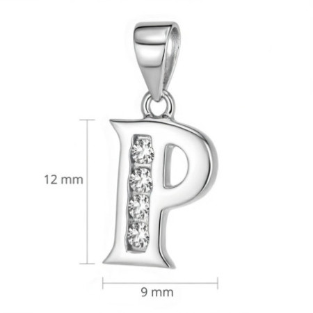 Ezüst medál - levél P, átlátszó kerek cirkóniák | Argento-ekszer.hu