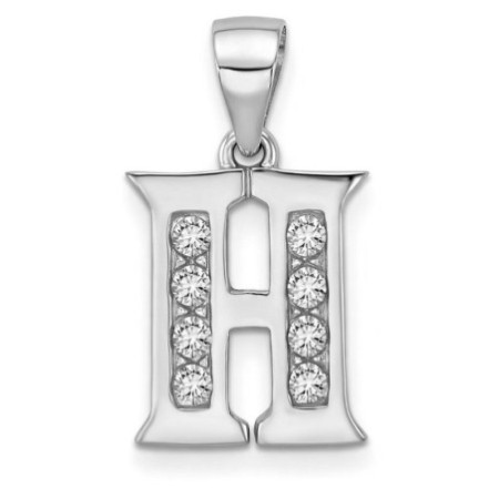 Ezüst medál - levél H, átlátszó kerek cirkóniák | Argento-ekszer.hu