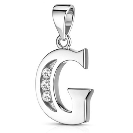 Ezüst medál - levél G, átlátszó kerek cirkóniák | Argento-ekszer.hu