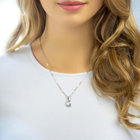 Ezüst medál - levél G, átlátszó kerek cirkóniák | Argento-ekszer.hu