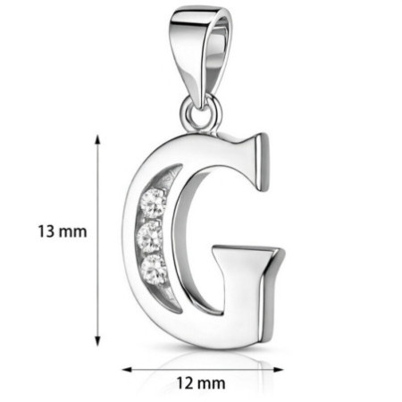 Ezüst medál - levél G, átlátszó kerek cirkóniák | Argento-ekszer.hu
