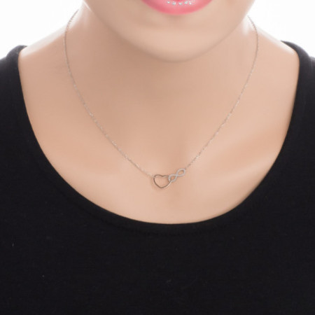 Ezüst nyaklánc - szív, végtelen, hossza 43 - 46 cm | Argento-ekszer.hu