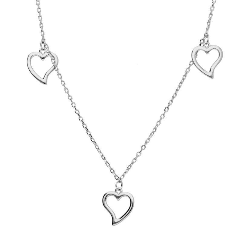 Ezüst nyaklánc - szív, hossza 43 - 46 cm | Argento-ekszer.hu