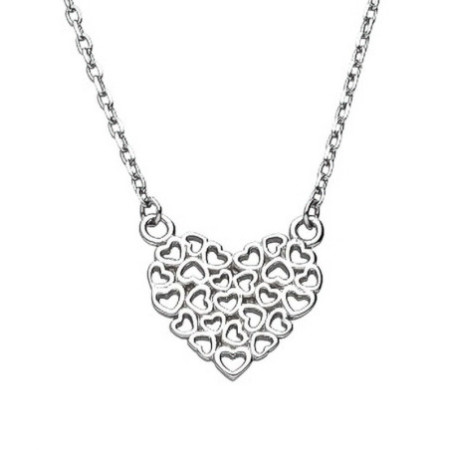 Ezüst nyaklánc - szív, hossza 43 - 46 cm | Argento-ekszer.hu