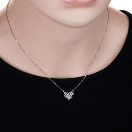 Ezüst nyaklánc - szív, hossza 43 - 46 cm | Argento-ekszer.hu
