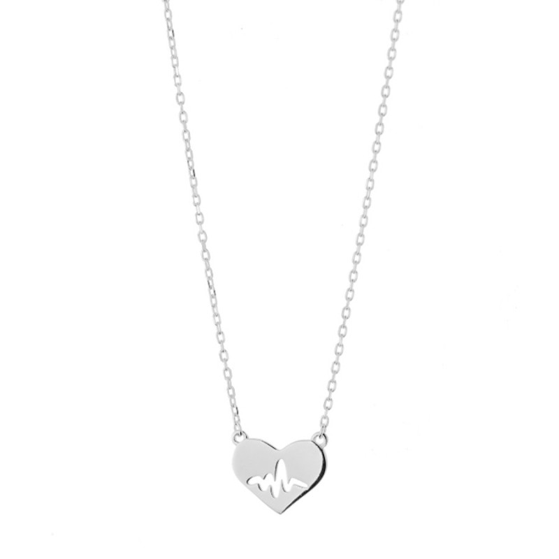 Ezüst nyaklánc - szív, EKG, hossza 43 - 46 cm | Argento-ekszer.hu