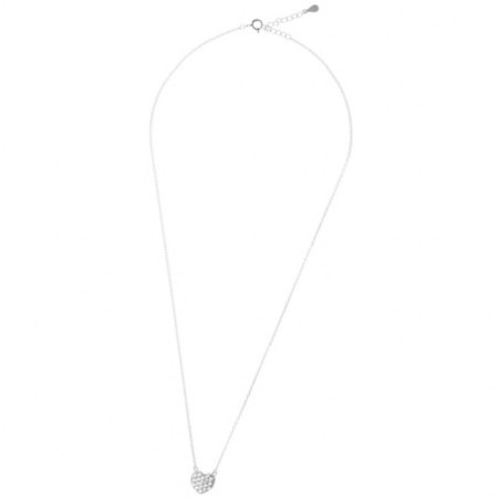 Ezüst nyaklánc - szív, átlátszó kerek cirkóniák, hossza 43 - 46 cm | Argento-ekszer.hu