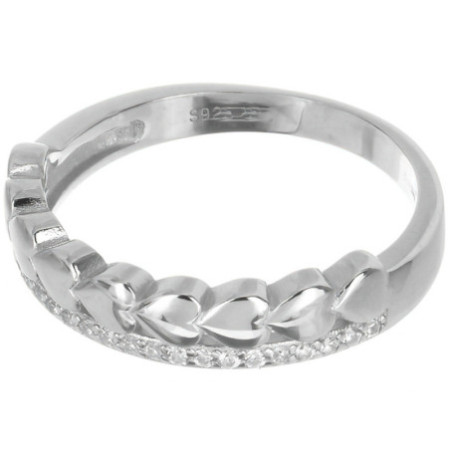 Ezüst gyűrű - szív, átlátszó kerek cirkóniák | Argento-ekszer.hu