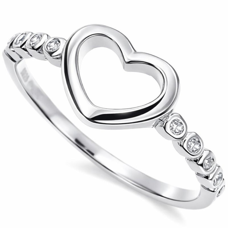 Ezüst gyűrű - szív, átlátszó kerek cirkóniák | Argento-ekszer.hu