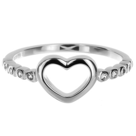 Ezüst gyűrű - szív, átlátszó kerek cirkóniák | Argento-ekszer.hu