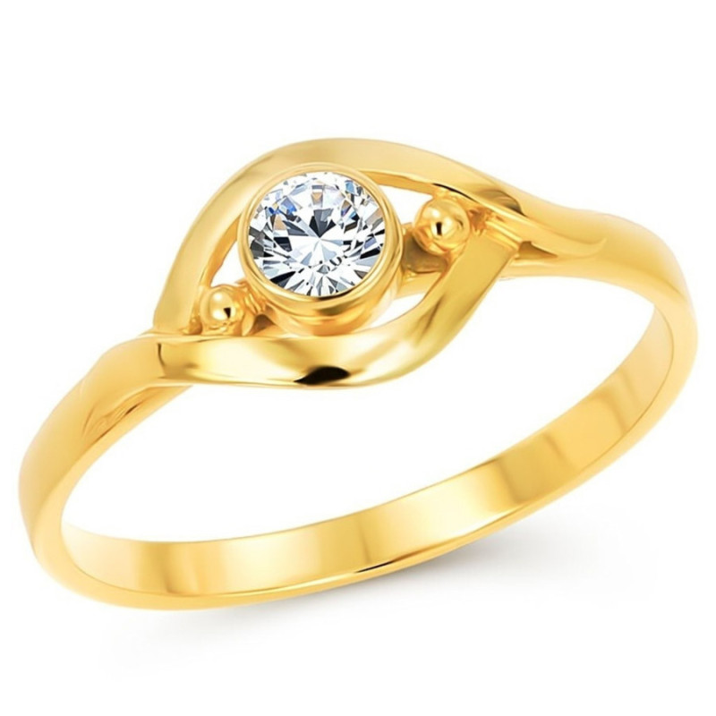 Aranyozott ezüst gyűrű - átlátszó kerek cirkónia | Argento-ekszer.hu