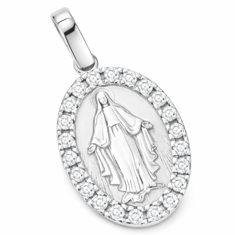 Fehérarany medál Csodás érem - átlátszó kerek cirkóniák | Argento-ekszer.hu