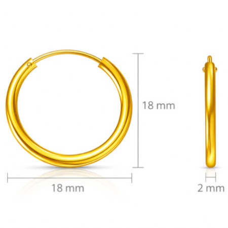 Aranyozott ezüst karika fülbevaló - kicsi karikák, átmérője 18 mm | Argento-ekszer.hu