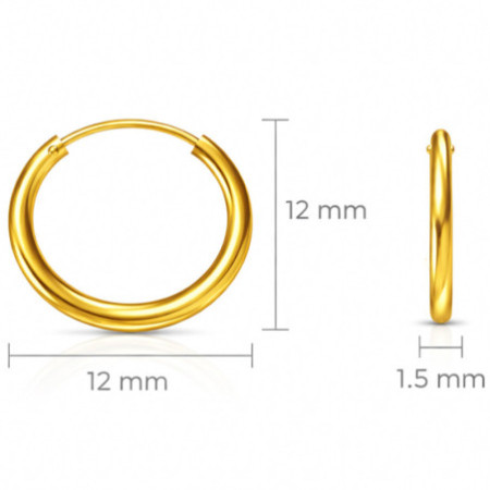 Aranyozott ezüst karika fülbevaló - kicsi karikák, átmérője 12 mm | Argento-ekszer.hu