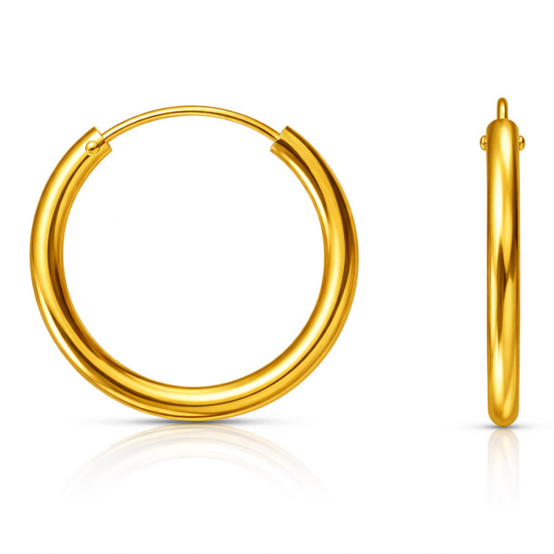 Aranyozott ezüst karika fülbevaló - átmérője 20 mm | Argento-ekszer.hu