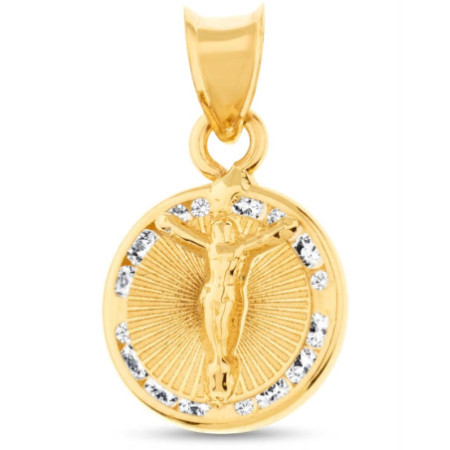 Arany medál - Jézus, átlátszó kerek cirkóniák | Argento-ekszer.hu