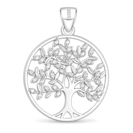 Ezüst medál - életfa, átlátszó kerek cirkóniák | Argento-ekszer.hu