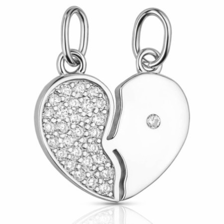 Ezüst medál két személy részére - szív, átlátszó kerek cirkóniák | Argento-ekszer.hu