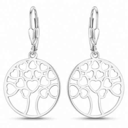 Ezüst fülbevaló - életfa, szívek | Argento-ekszer.hu