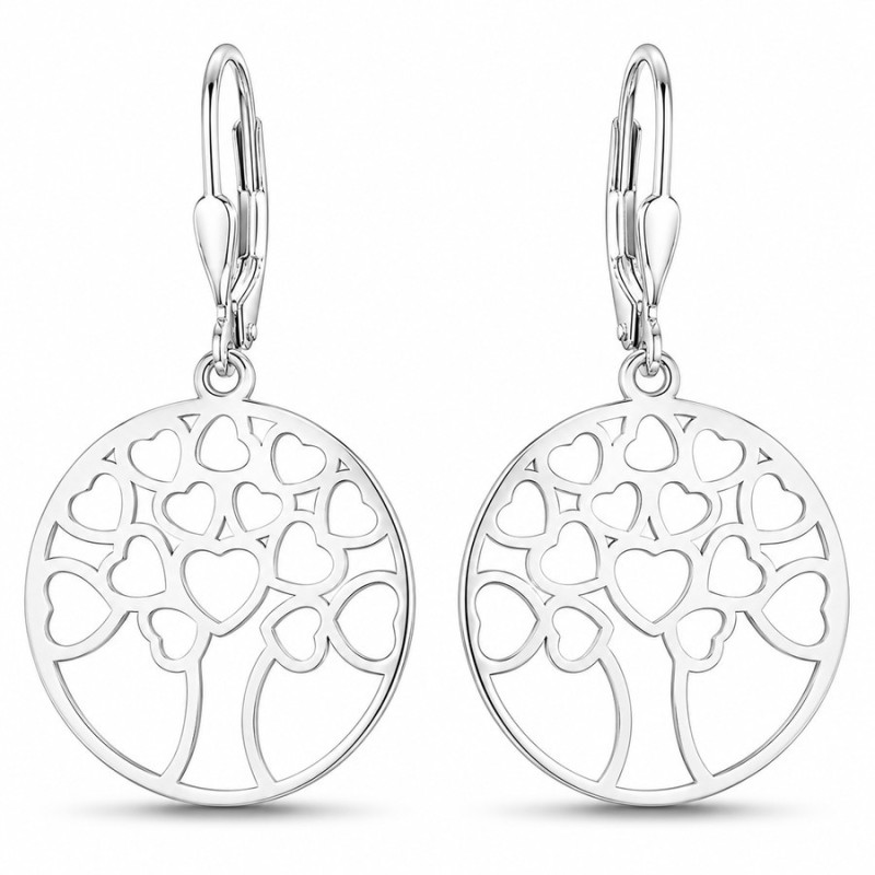 Ezüst fülbevaló - életfa, szívek | Argento-ekszer.hu