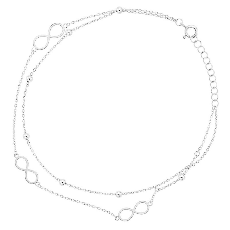 Ezüst bokalánc - végtelen, golyók, hossza 22 - 26 cm | Argento-ekszer.hu