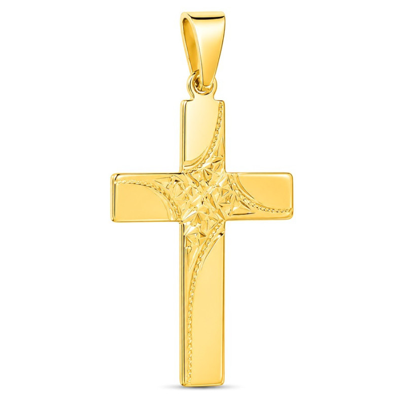 Aranyozott ezüst medál - kereszt, kézi gravírozással | Argento-ekszer.hu