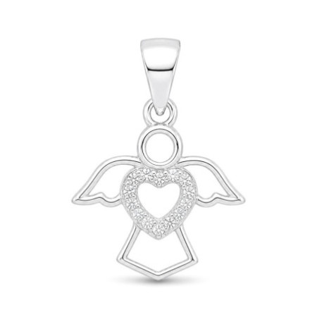 Ezüst medál - angyal, átlátszó kerek cirkóniák | Argento-ekszer.hu
