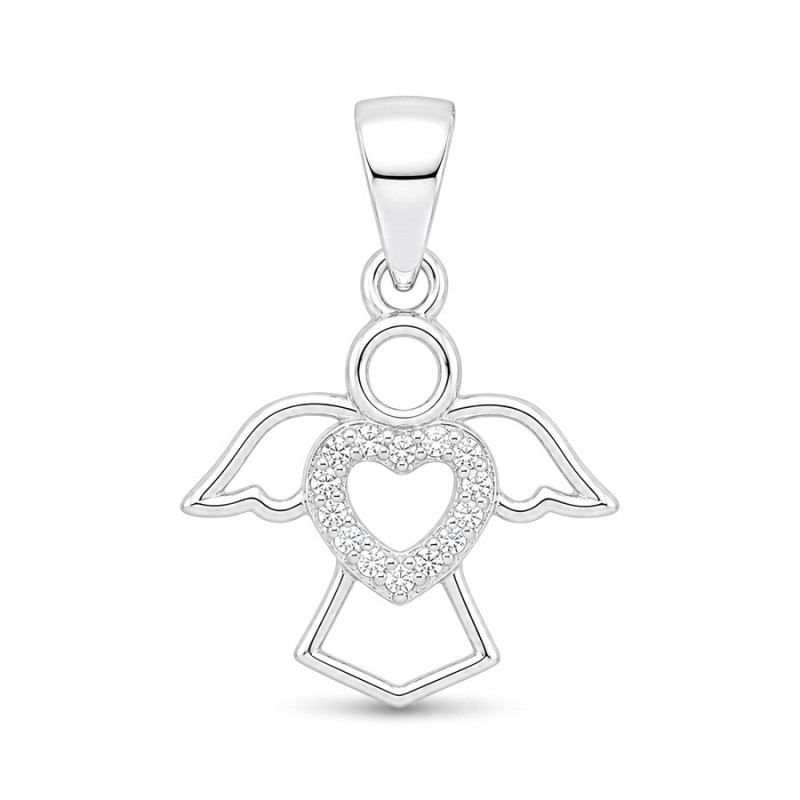 Ezüst medál - angyal, átlátszó kerek cirkóniák | Argento-ekszer.hu
