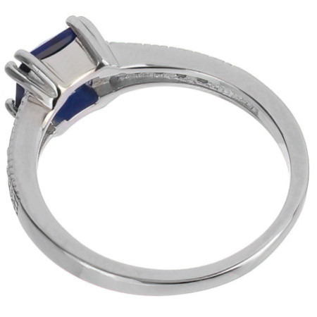 Ezüst gyűrű - átlátszó kerek cirkóniák, kék négyzet alakú cirkónia | Argento-ekszer.hu